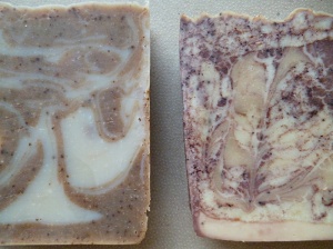 Exfoliating soap with grounded coffee 